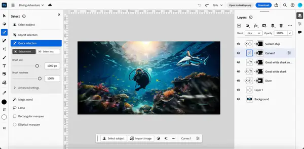 Adobe Photoshop web version officially launched, support a number of AI features, help users image editing