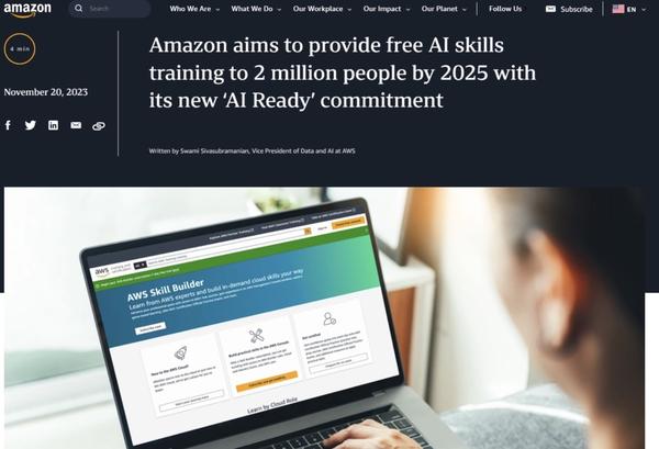 失业再就业？亚马逊推出免费 AI 技能培训计划