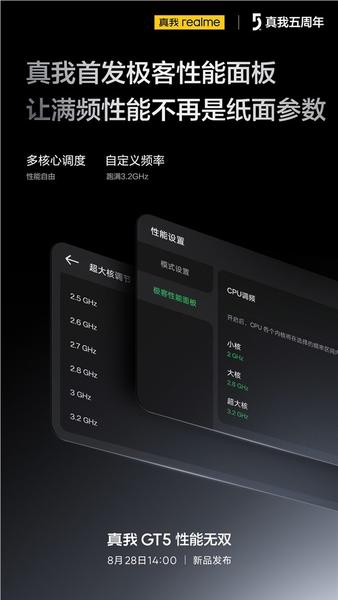 Real Me GT5 debuts geeky performance panel: the Snapdragon 8 Gen2 3.2GHz is finally running at full capacity