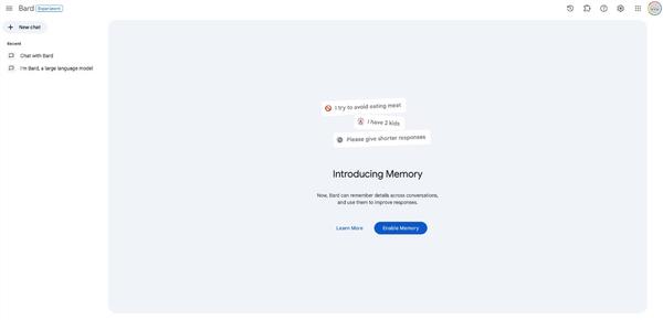 Google Bard "Memories" feature to create a more personalized chat experience for users