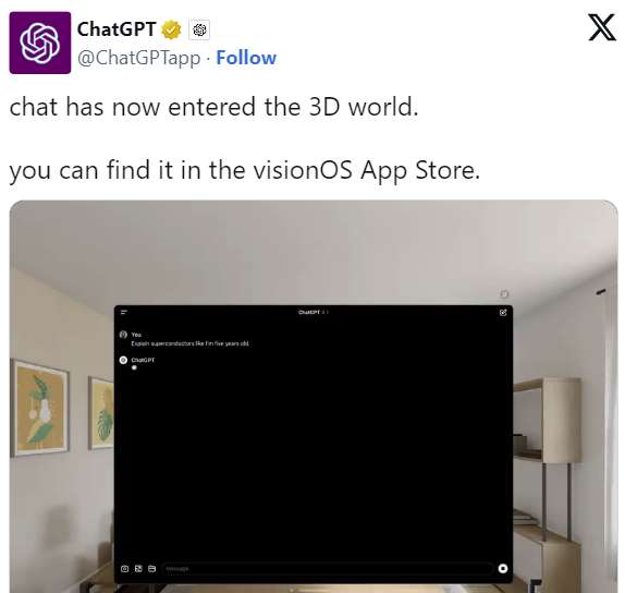 OpenAI Launches Vision Pro Version of ChatGPT: Reinventing the New Human-Computer Interaction Experience